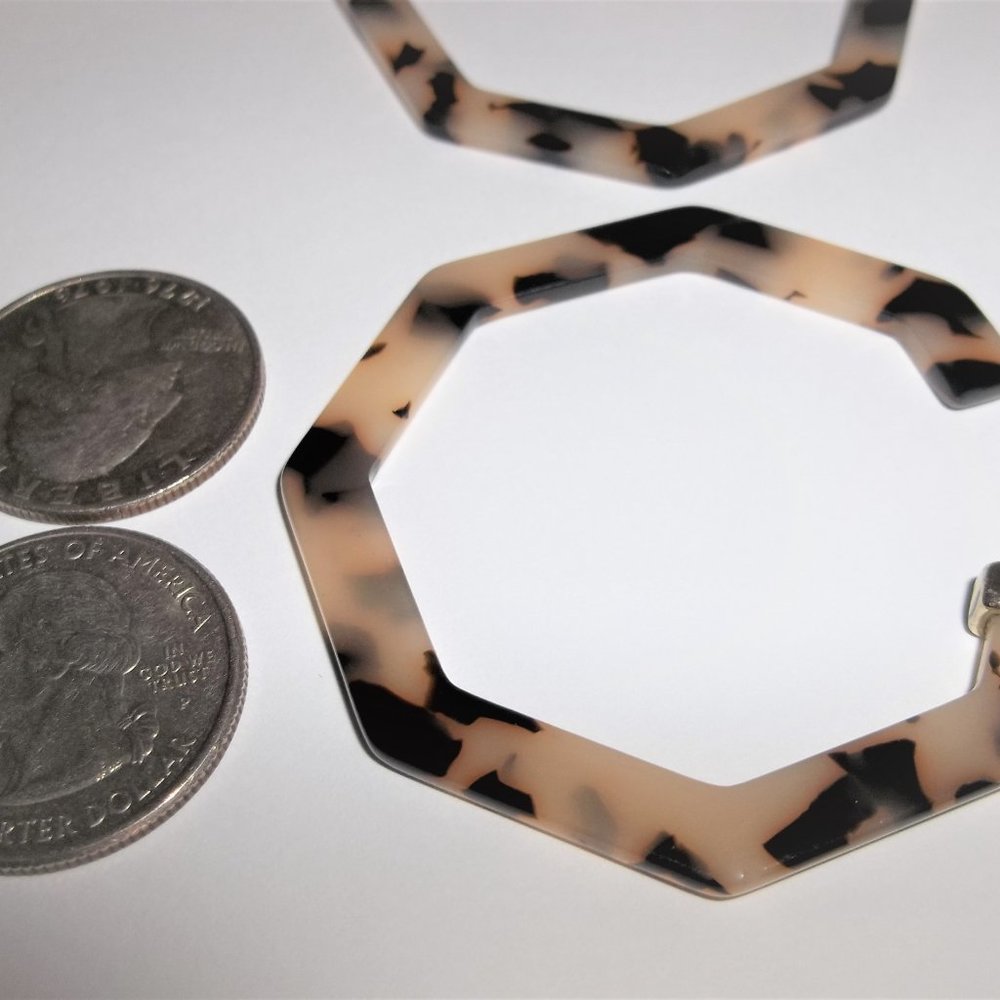 Statement Hoop Earring Resin Tortoise Shell Style… - image 5